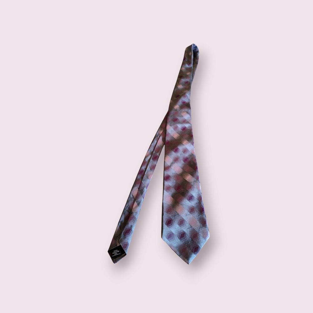 ZYLOS George Machado 100% Imported Silk Tie Purple/‎ Grey Patterned